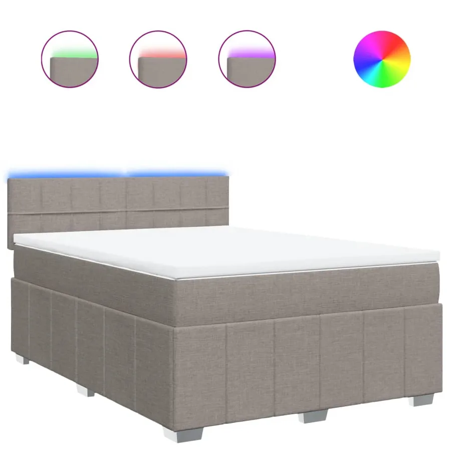 Sommier à lattes de lit avec matelas Taupe 140x200 cm Tissu - 2