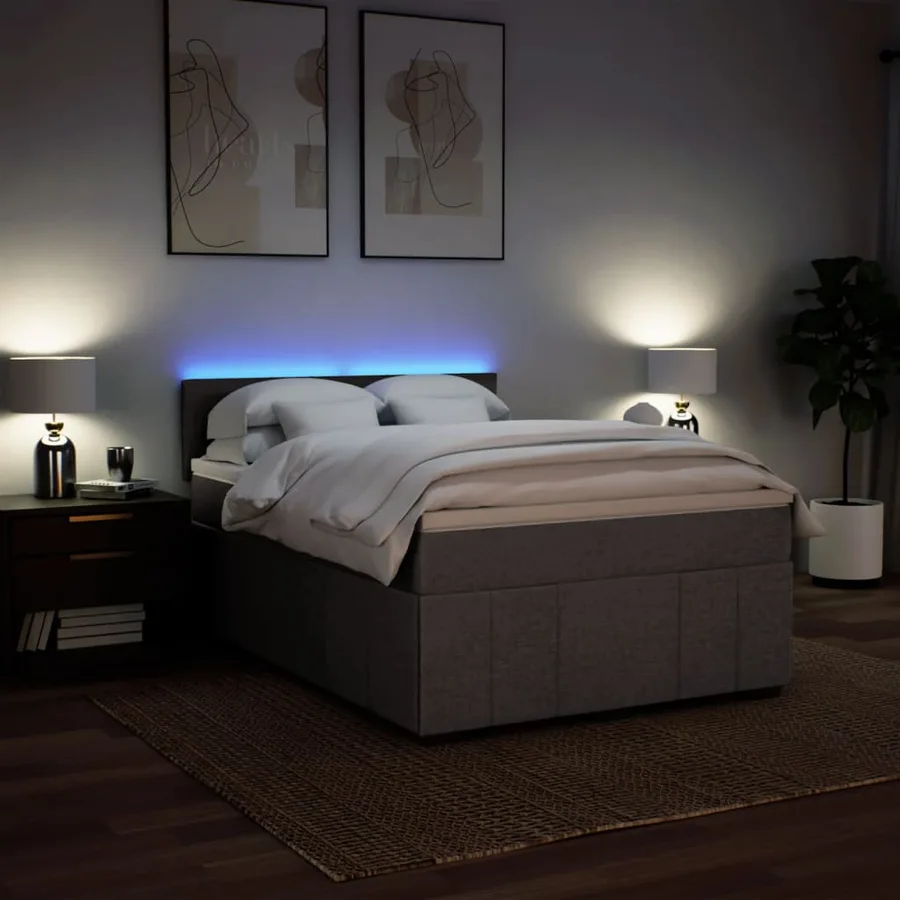 Sommier à lattes de lit avec matelas Taupe 140x200 cm Tissu - 4