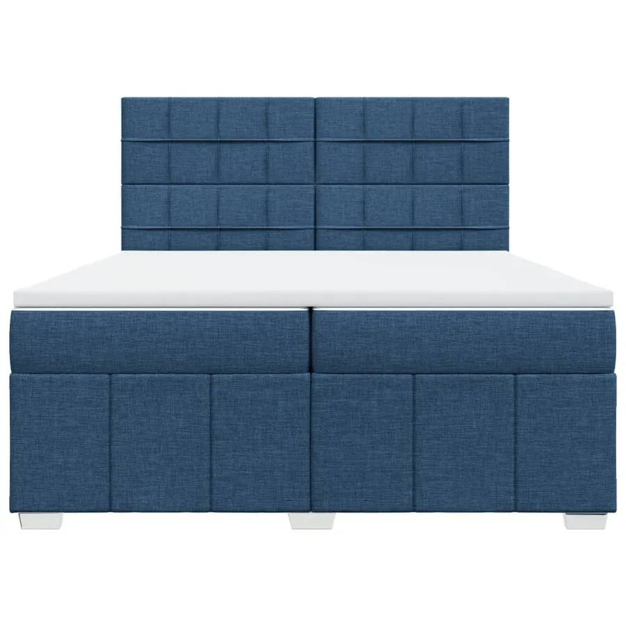 Sommier à lattes de lit avec matelas Bleu 200x200 cm Tissu - 6