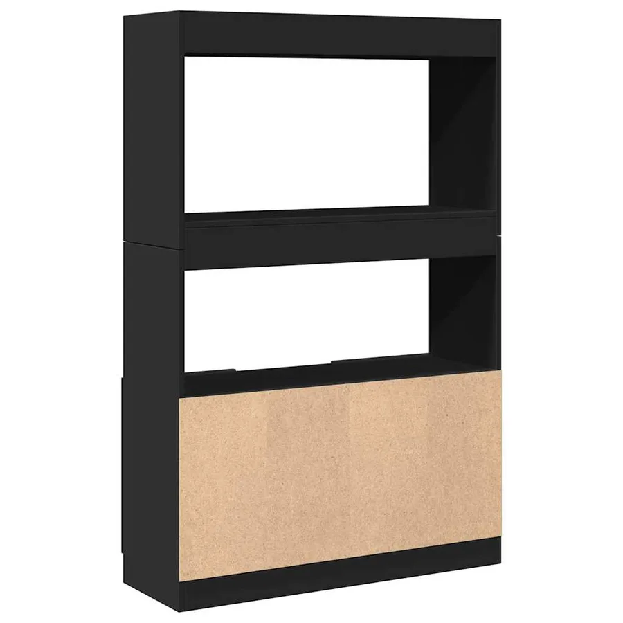 Buffet haut noir 92x33x140 cm bois d'ingénierie - 7