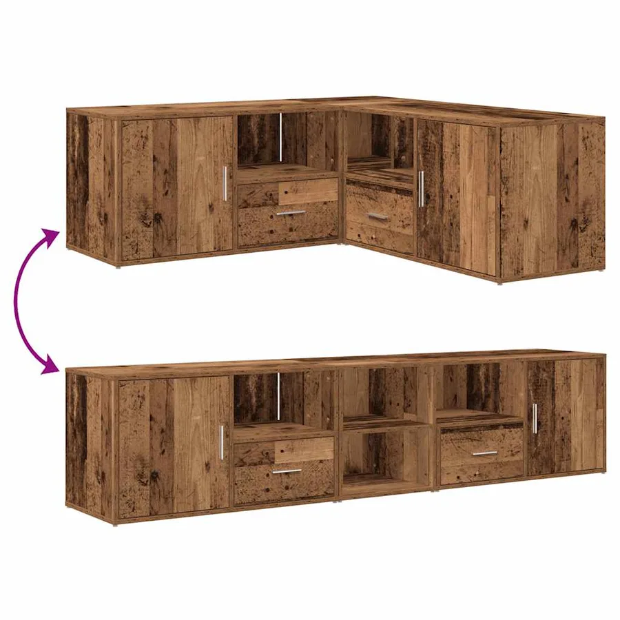Armoire d'angle vieux bois 200x40x45 cm bois d'ingénierie - 12