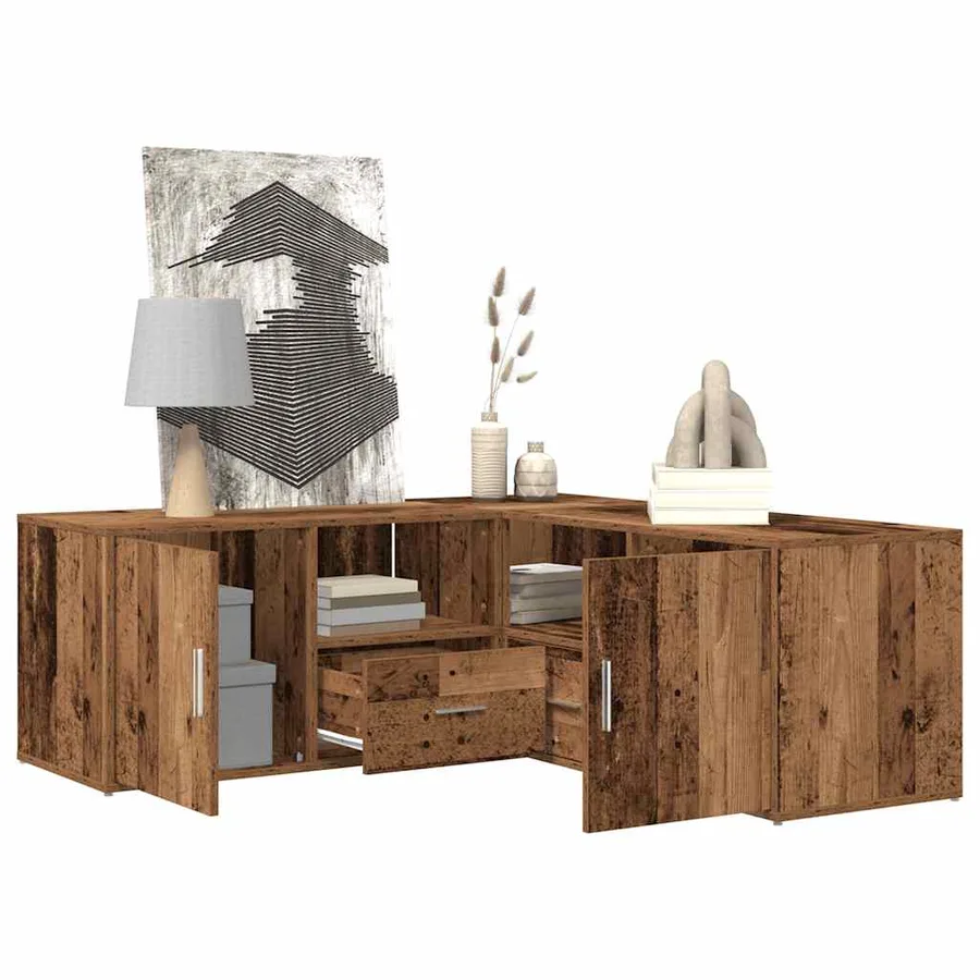 Armoire d'angle vieux bois 200x40x45 cm bois d'ingénierie - 4