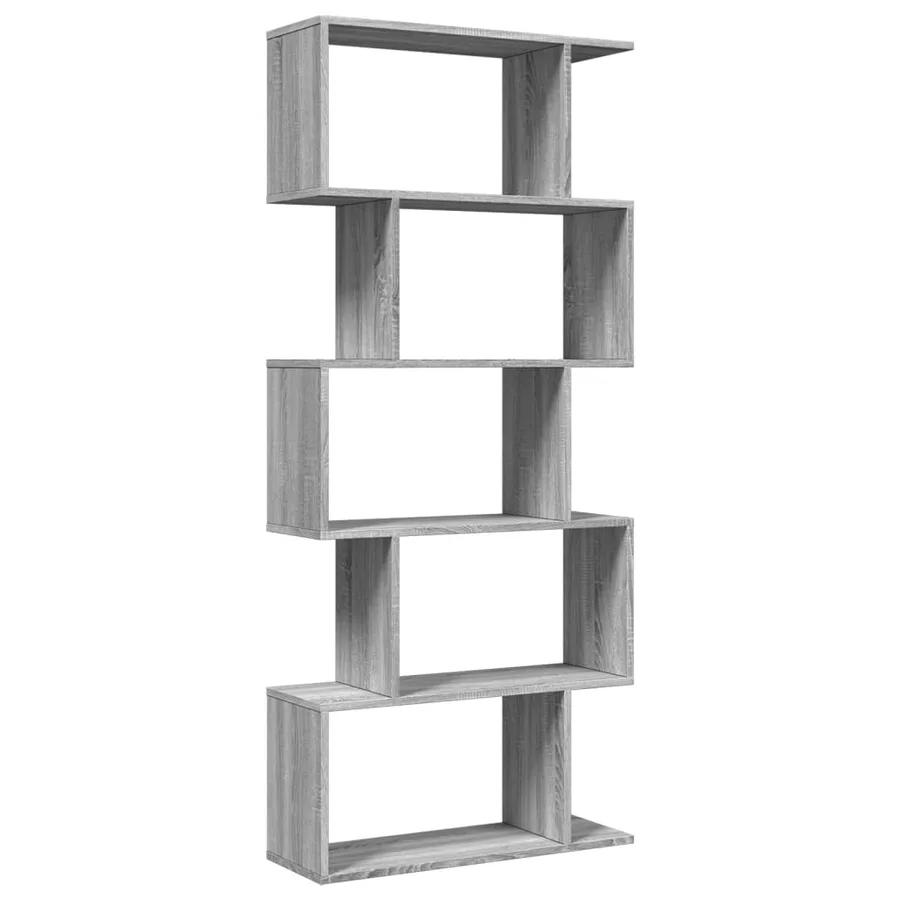 Étagère séparatrice de pièce 5 niveaux sonoma gris 70x24x161 cm - 2
