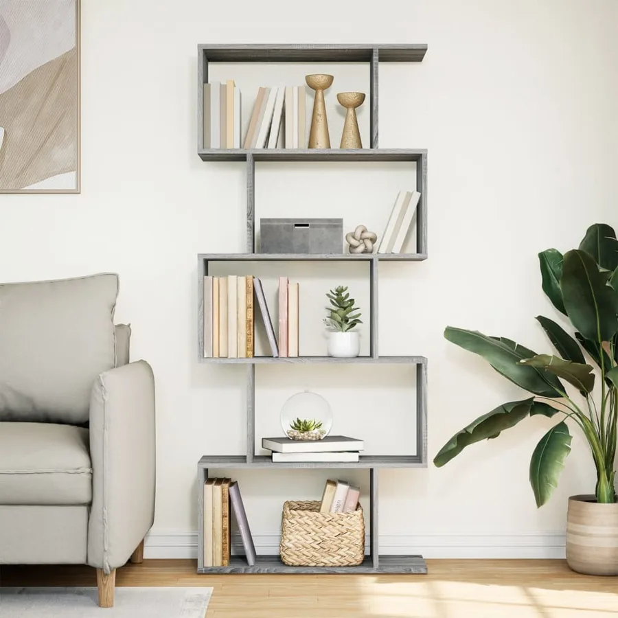 Étagère séparatrice de pièce 5 niveaux sonoma gris 70x24x161 cm - 3