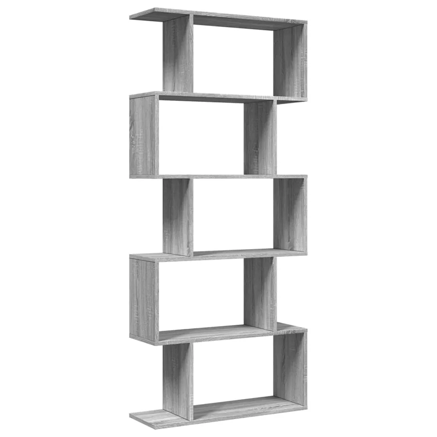 Étagère séparatrice de pièce 5 niveaux sonoma gris 70x24x161 cm - 6