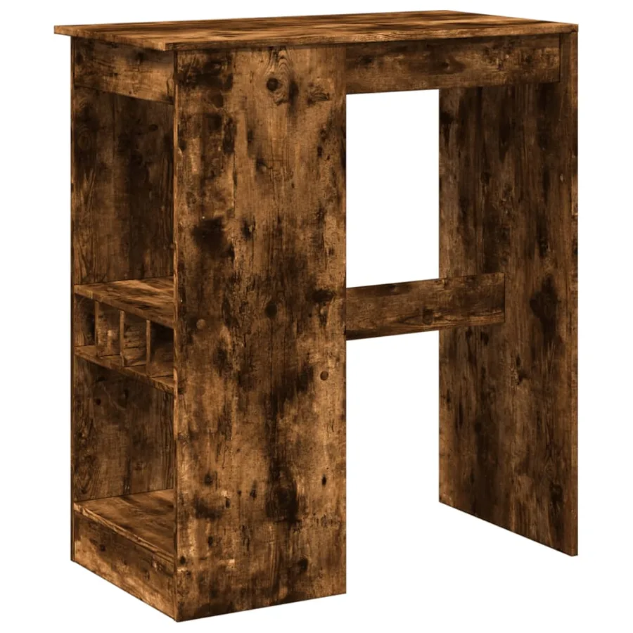 Table de bar avec étagères chêne fumé bois d'ingénierie - 2
