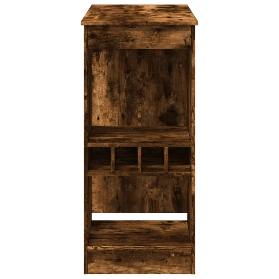 Table de bar avec étagères chêne fumé bois d'ingénierie - 5