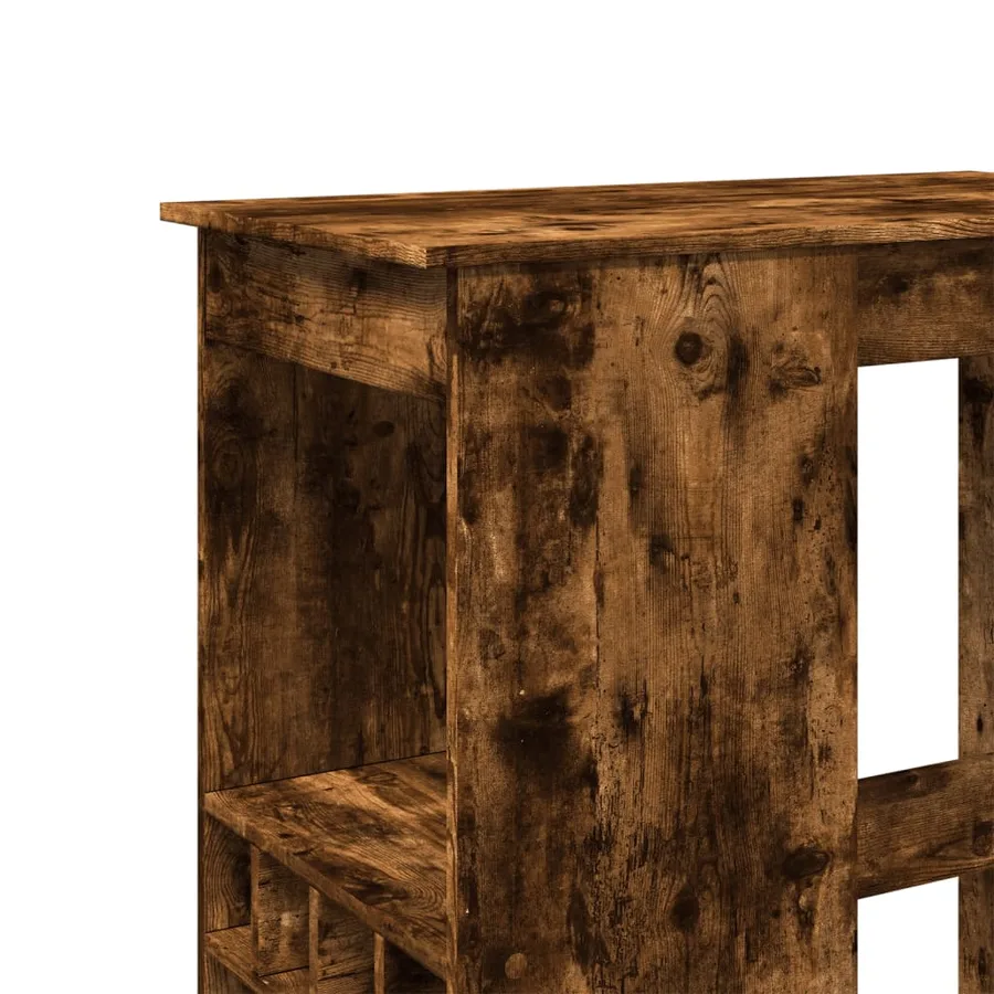 Table de bar avec étagères chêne fumé bois d'ingénierie - 7