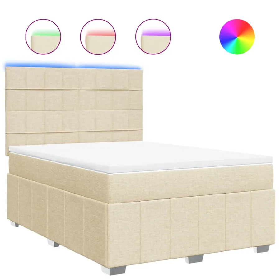 Sommier à lattes de lit avec matelas Crème 140x200 cm Tissu - 2