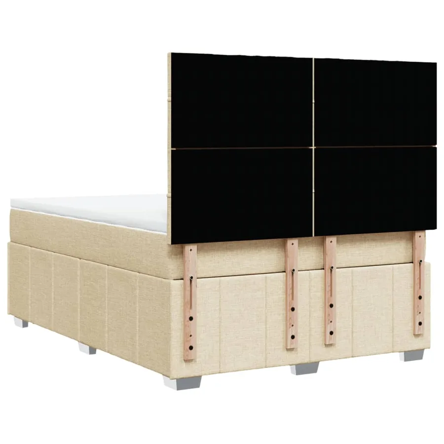Sommier à lattes de lit avec matelas Crème 140x200 cm Tissu - 8