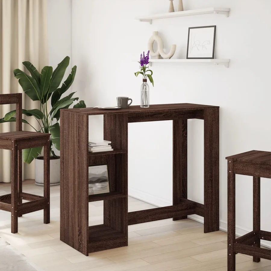 Table de bar avec étagère chêne marron bois d'ingénierie - 3