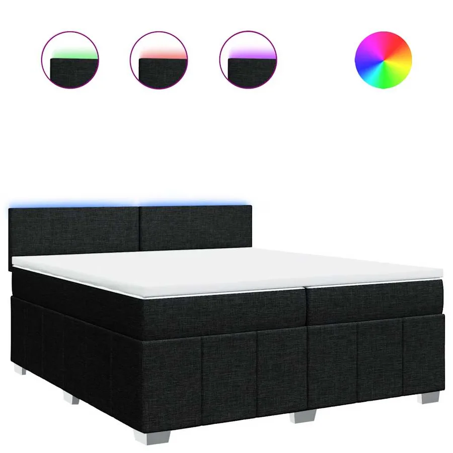 Sommier à lattes de lit avec matelas Noir 200x200 cm Tissu - 2