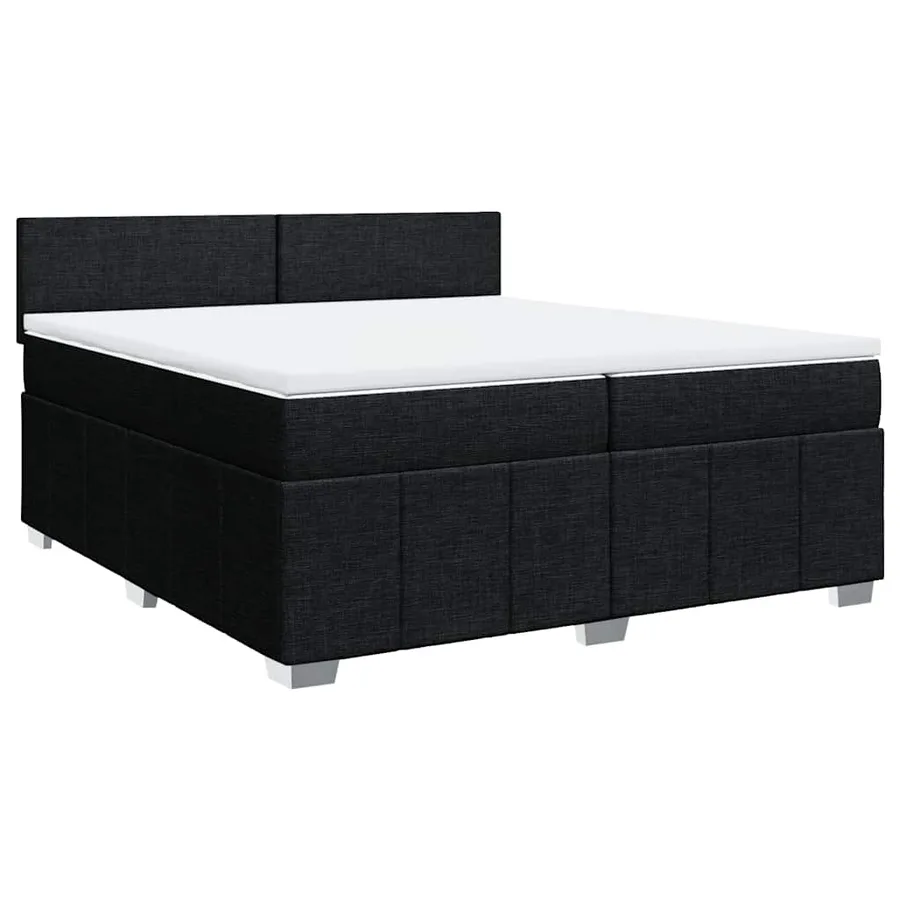 Sommier à lattes de lit avec matelas Noir 200x200 cm Tissu - 3