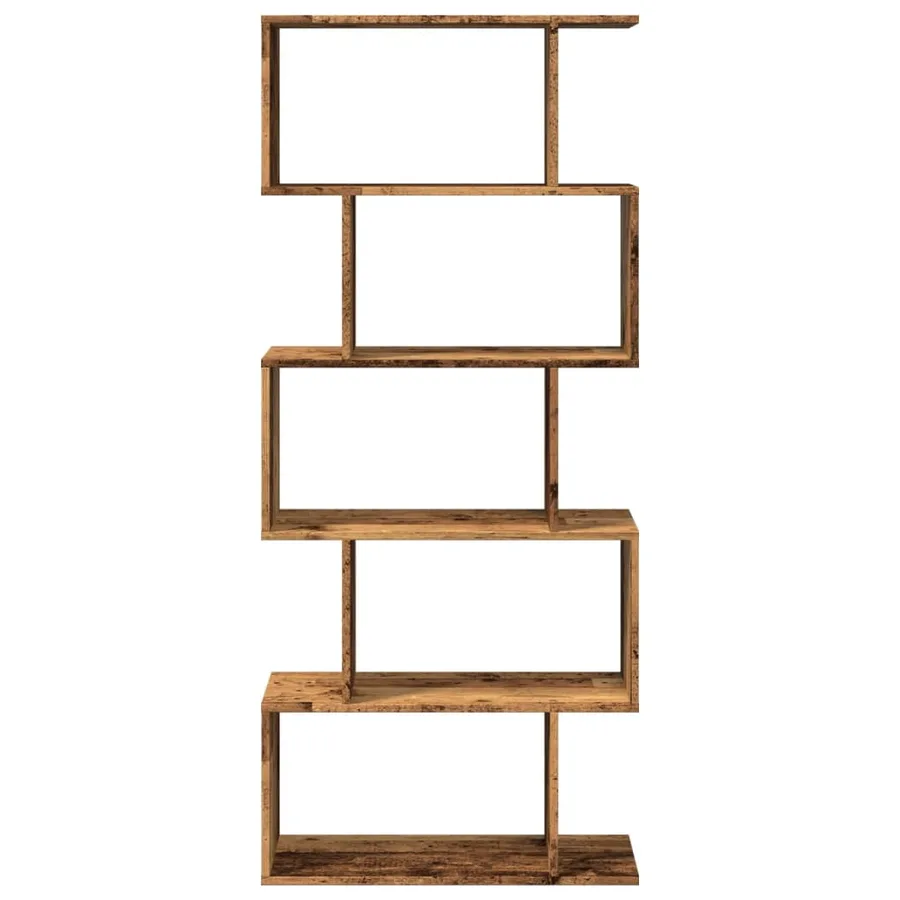 Étagère séparatrice de pièce à 5 niveaux vieux bois 70x24x161cm - 5