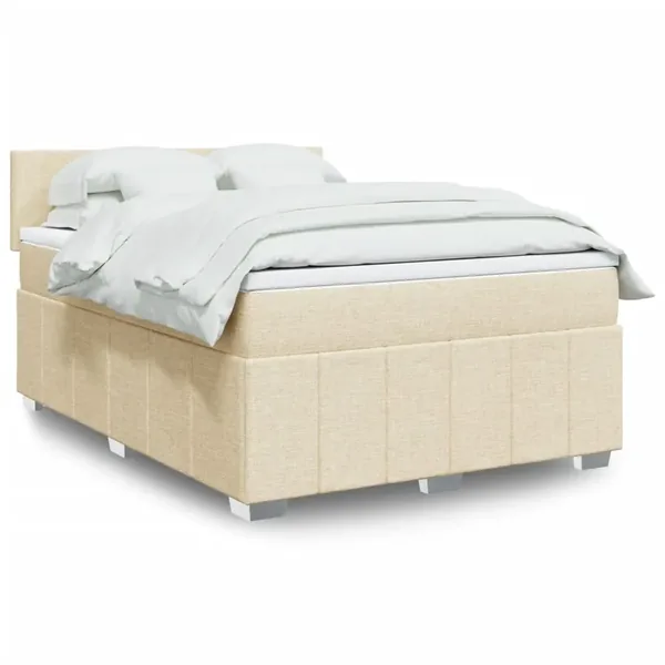 Sommier à lattes de lit avec matelas Crème 140x190 cm Tissu