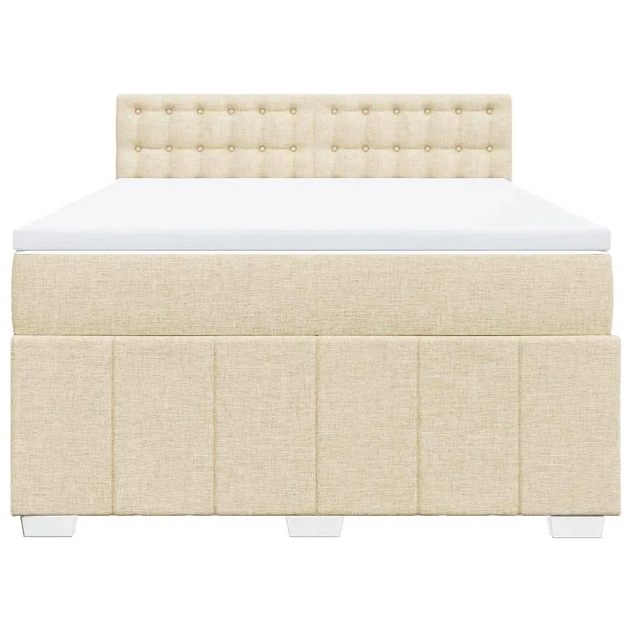 Sommier à lattes de lit avec matelas Crème 140x190 cm Tissu - 4