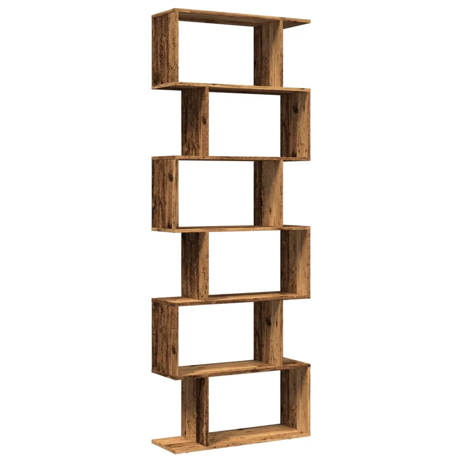 Étagère séparatrice de pièce à 6 niveaux vieux bois 70x24x193cm - 2