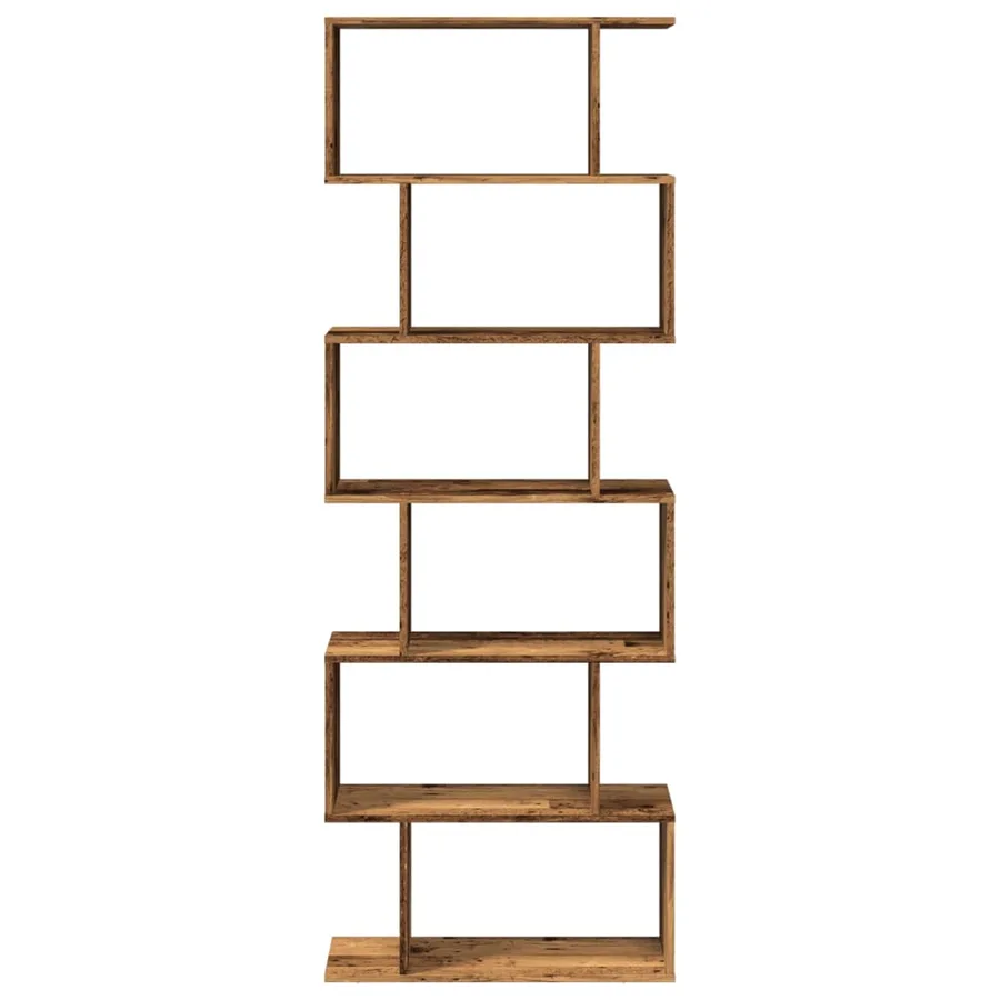 Étagère séparatrice de pièce à 6 niveaux vieux bois 70x24x193cm - 5