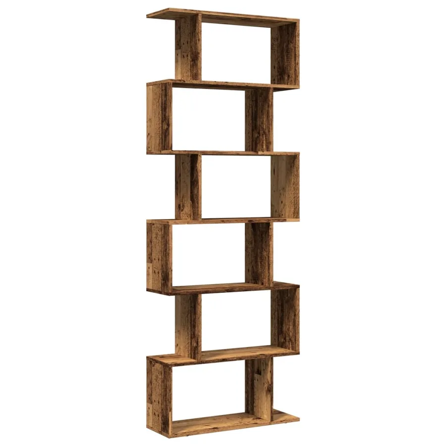 Étagère séparatrice de pièce à 6 niveaux vieux bois 70x24x193cm - 6