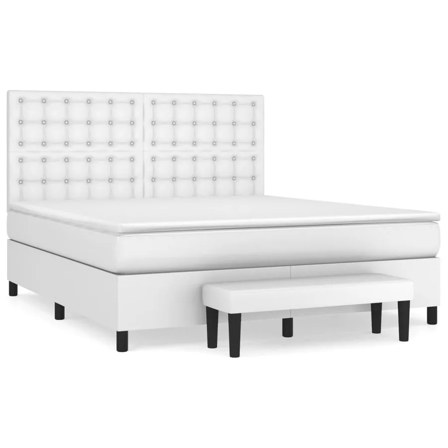 Sommier à lattes de lit avec matelas Blanc 160x200cm Similicuir - 2