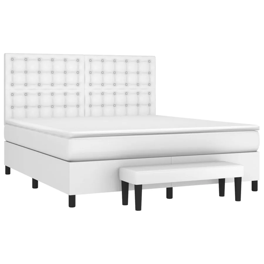 Sommier à lattes de lit avec matelas Blanc 160x200cm Similicuir - 3