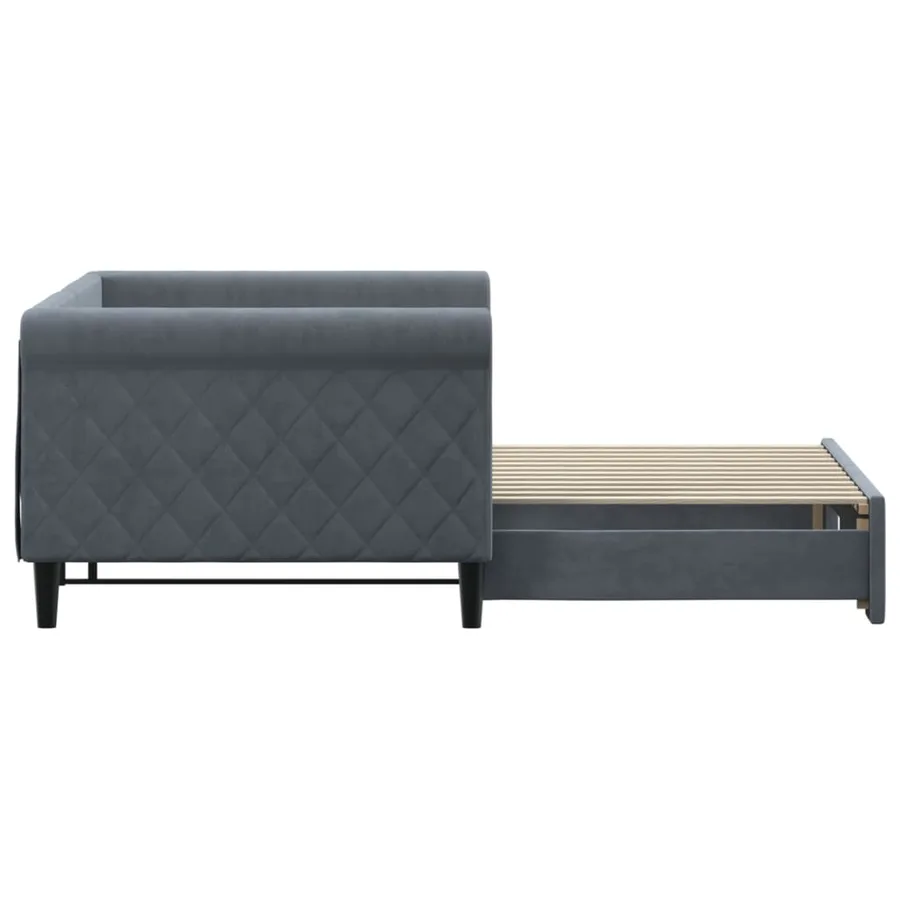 Lit de jour avec gigogne sans matelas gris foncé 90x200 cm - 4