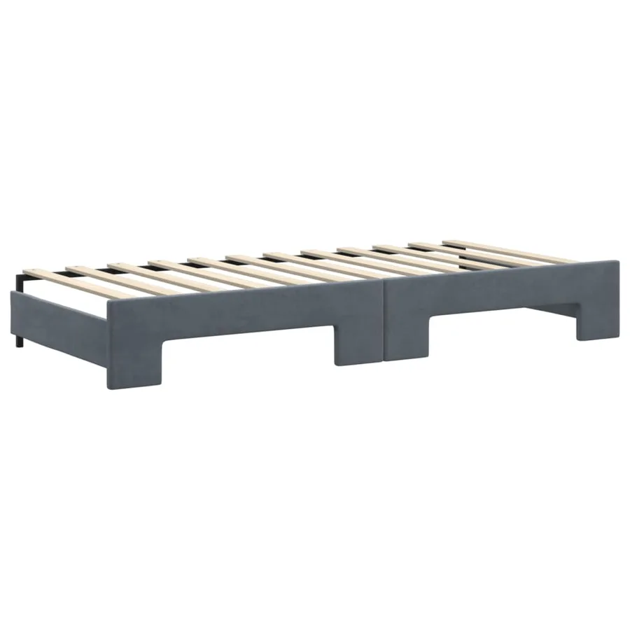 Lit de jour avec gigogne sans matelas gris foncé 90x200 cm - 8
