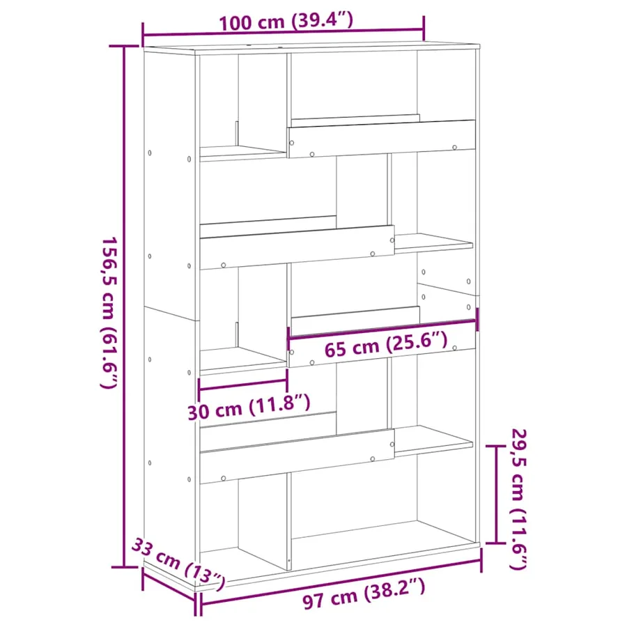 Cloison de séparation noir 100x33x156,5 cm bois d'ingénierie - 9