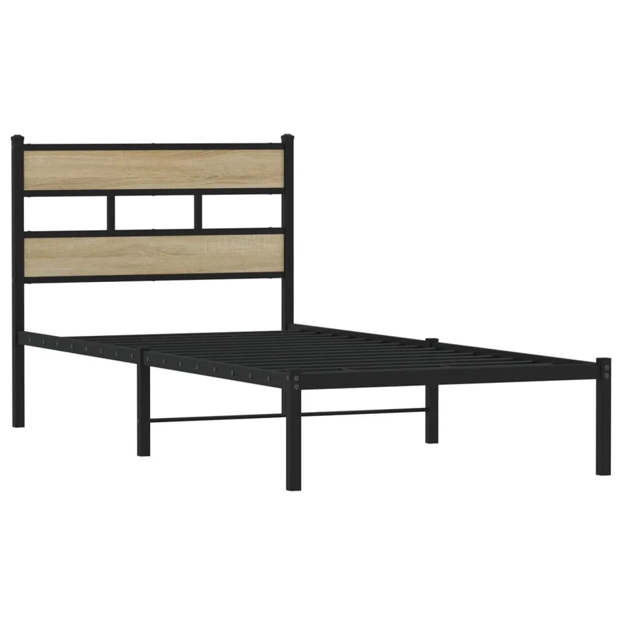 Cadre de lit en métal sans matelas chêne sonoma 100x190 cm - 3