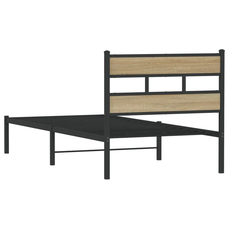 Cadre de lit en métal sans matelas chêne sonoma 100x190 cm - 6