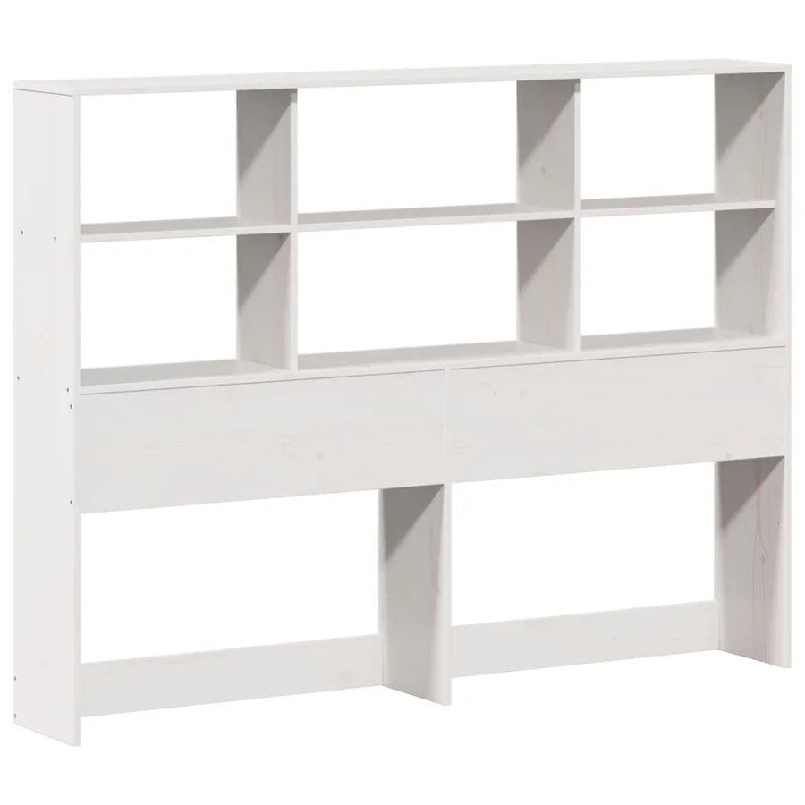 Lit bibliothèque sans matelas blanc 140x200 cm bois pin massif - 7