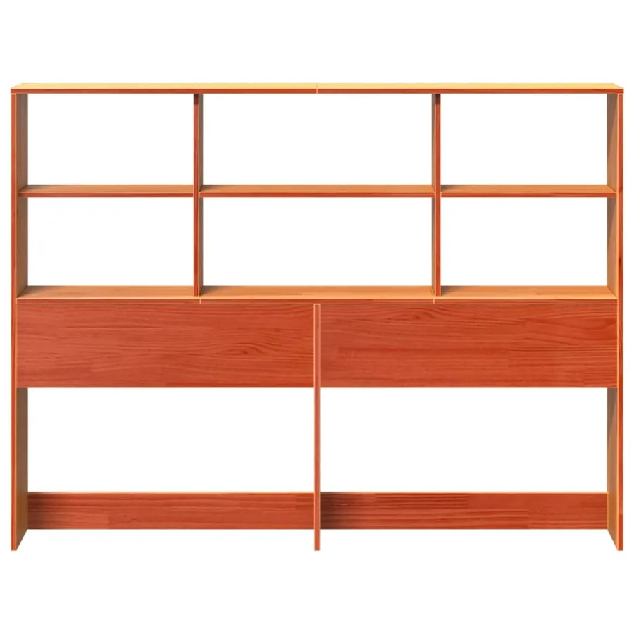 Tête de lit avec rangement cire marron 160cm bois massif de pin - 4