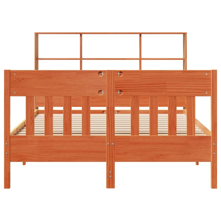 Cadre de lit sans matelas cire marron 135x190cm bois pin massif - 4