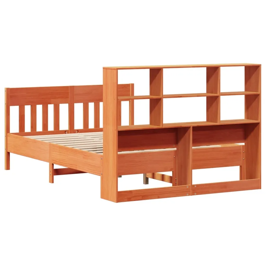 Cadre de lit sans matelas cire marron 135x190cm bois pin massif - 8