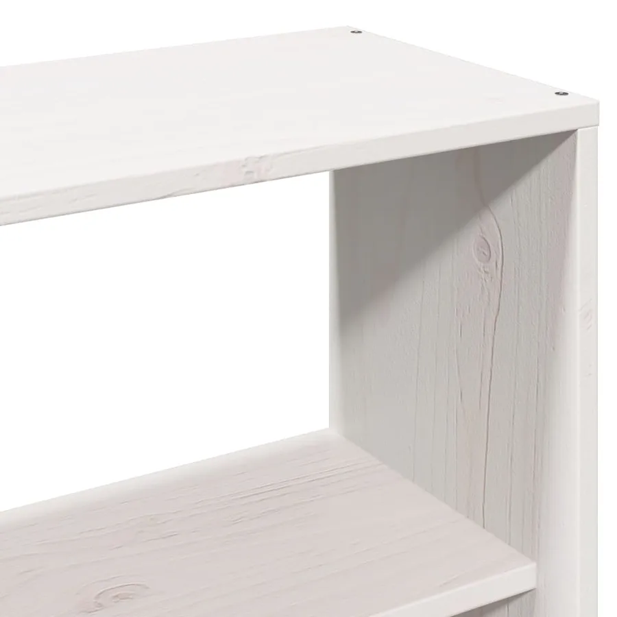 Lit bibliothèque sans matelas blanc 160x200 cm bois pin massif - 9