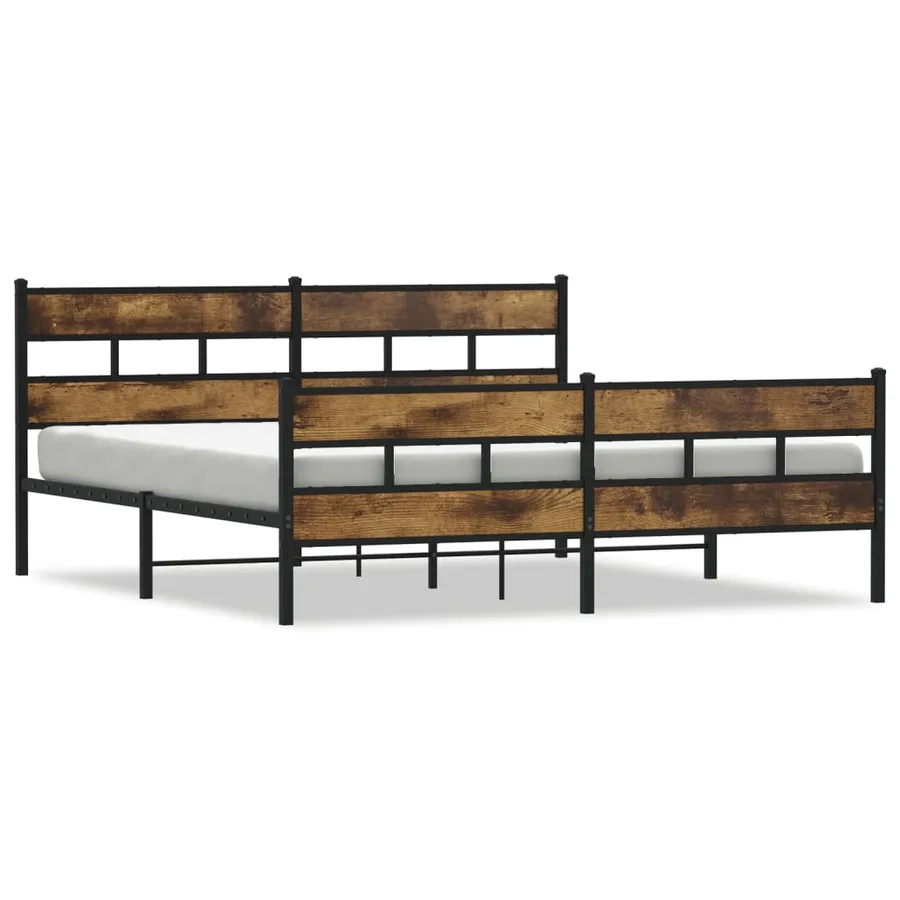 Cadre de lit en métal sans matelas chêne fumé 200x200 cm - 2
