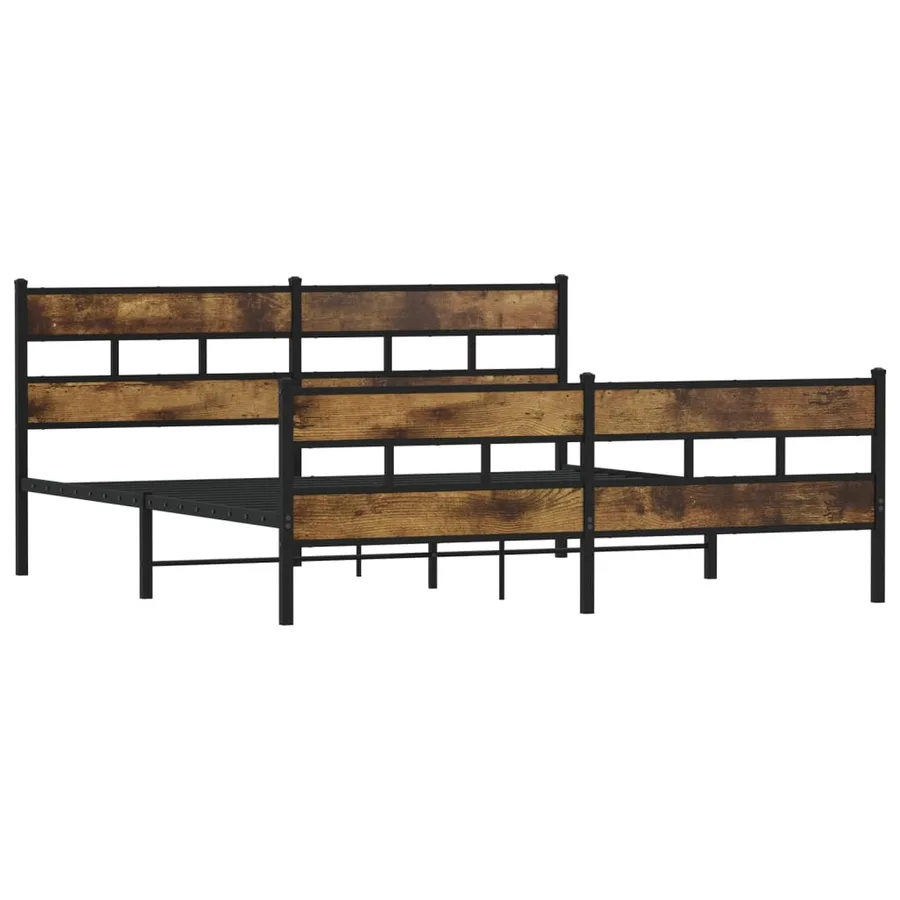 Cadre de lit en métal sans matelas chêne fumé 200x200 cm - 3