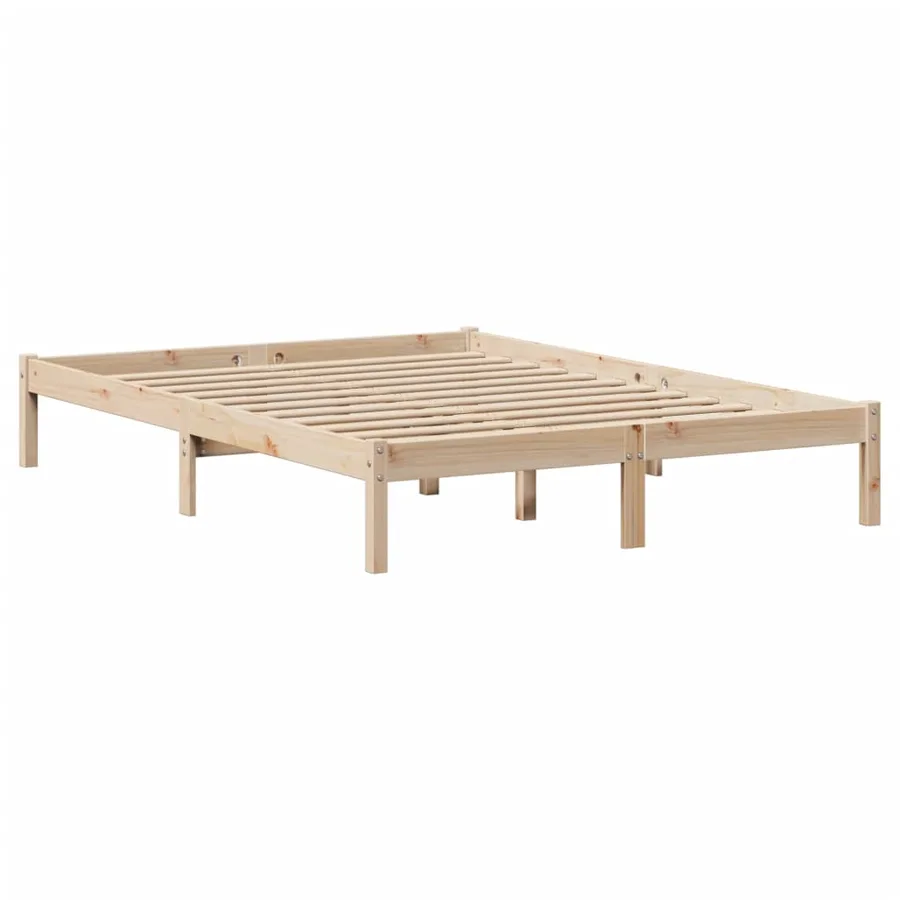Lit bibliothèque sans matelas 140x200 cm bois massif de pin - 5