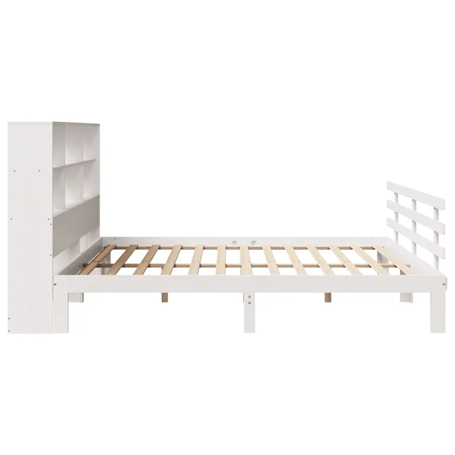 Lit bibliothèque sans matelas blanc 180x200 cm bois pin massif - 5