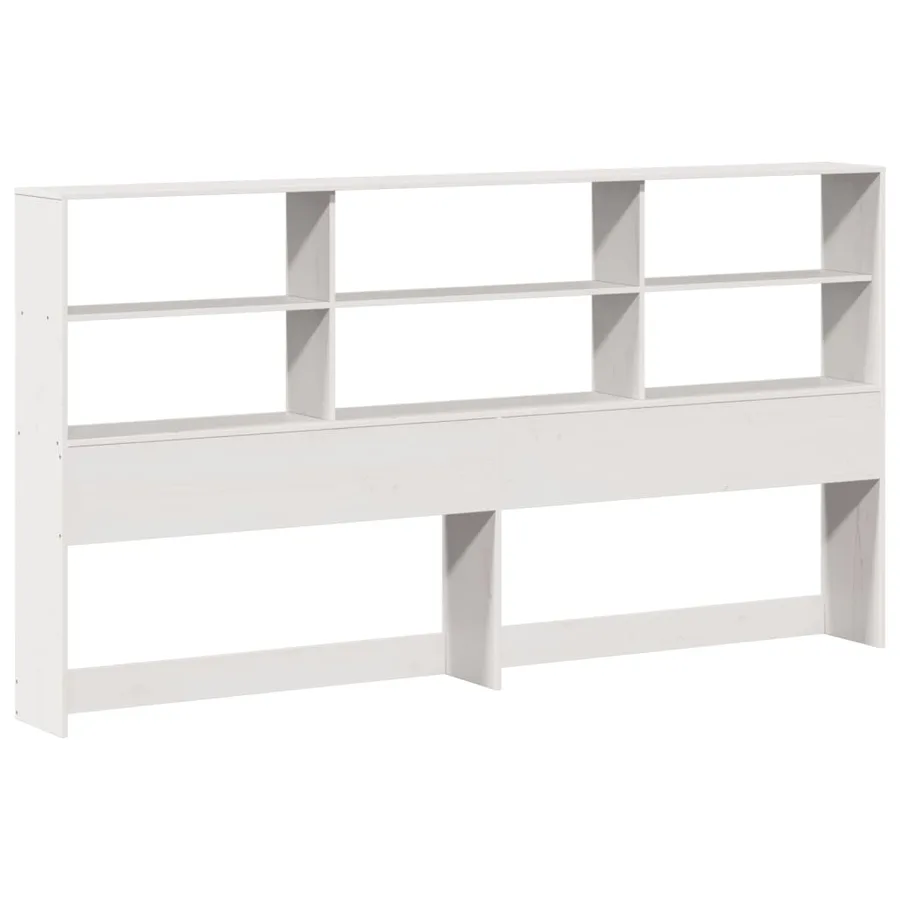 Lit bibliothèque sans matelas blanc 180x200 cm bois pin massif - 7