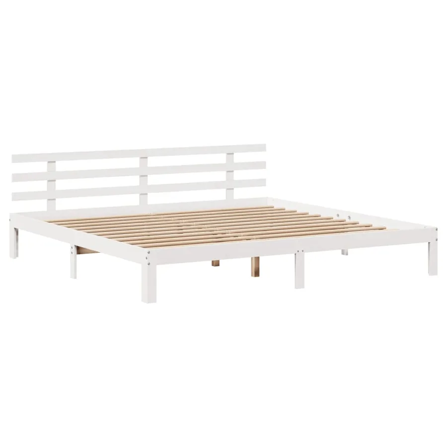 Lit bibliothèque sans matelas blanc 180x200 cm bois pin massif - 8