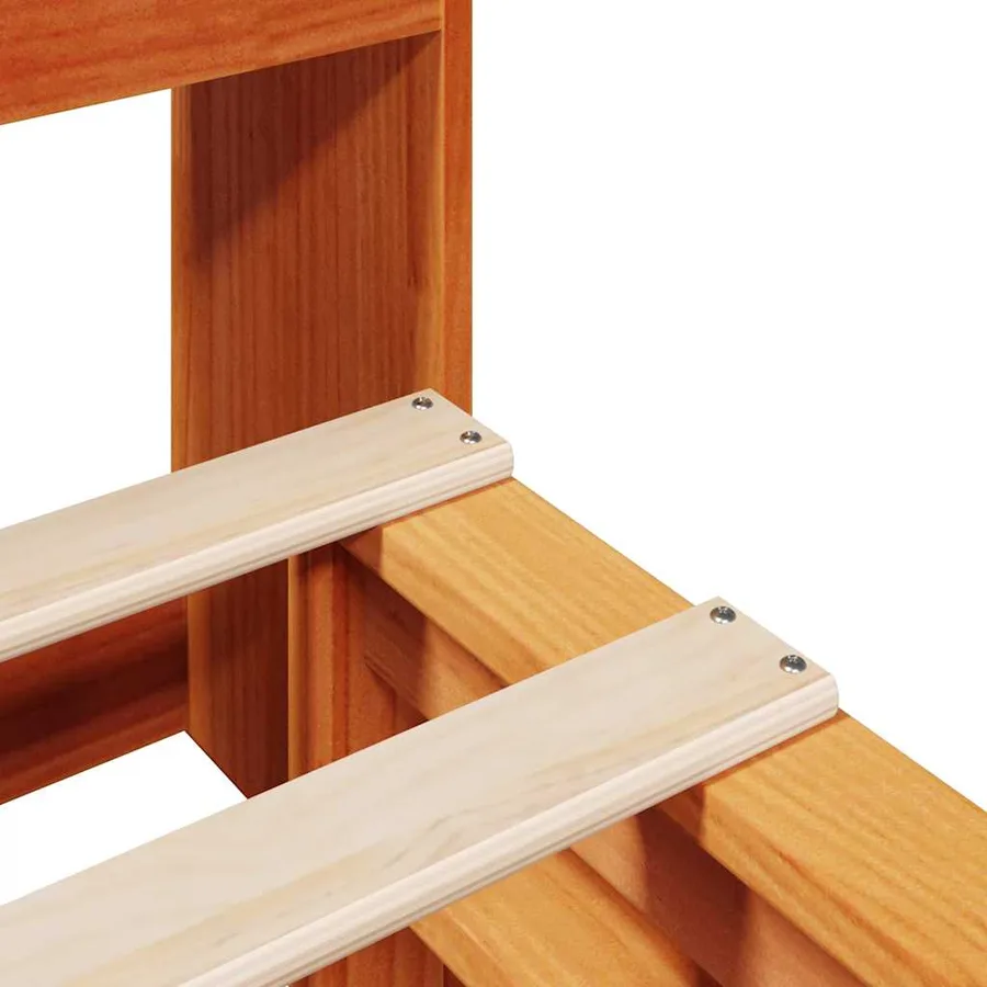 Lit bibliothèque sans matelas cire marron 140x190cm bois massif - 9