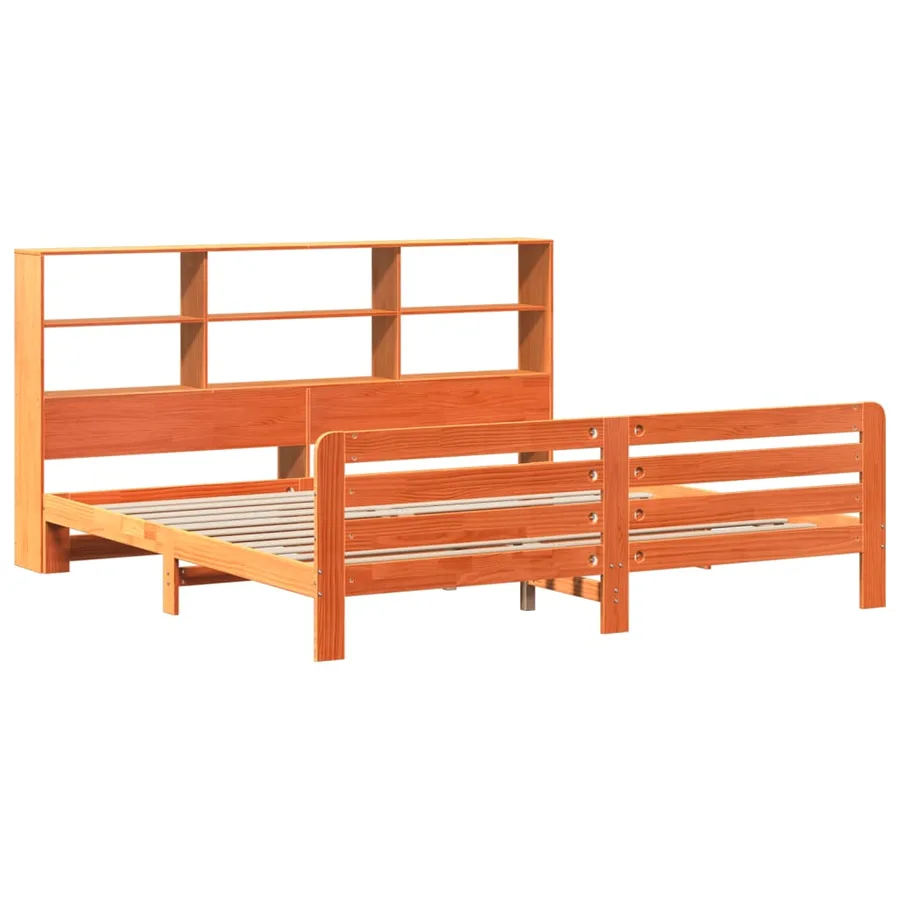 Cadre de lit sans matelas cire marron 200x200cm bois pin massif - 3