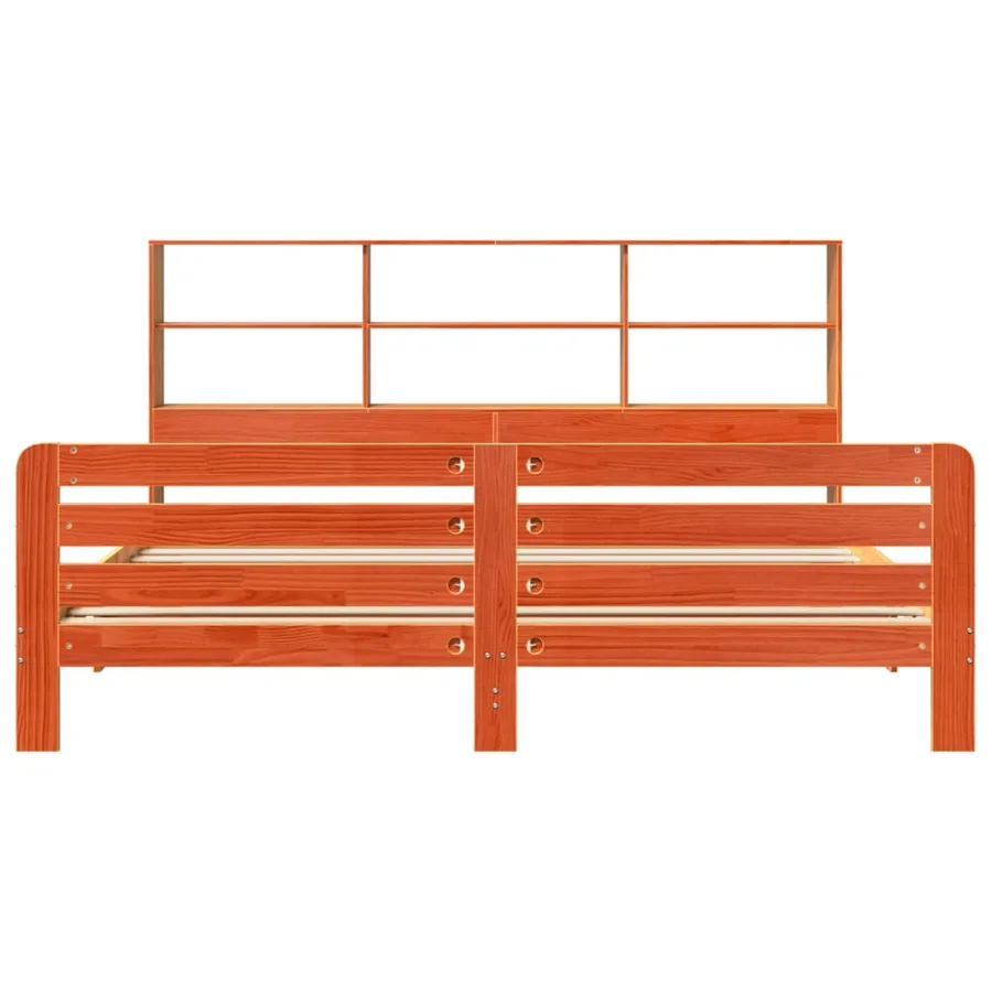 Cadre de lit sans matelas cire marron 200x200cm bois pin massif - 4