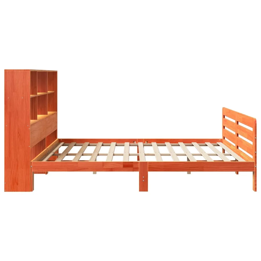 Cadre de lit sans matelas cire marron 200x200cm bois pin massif - 5