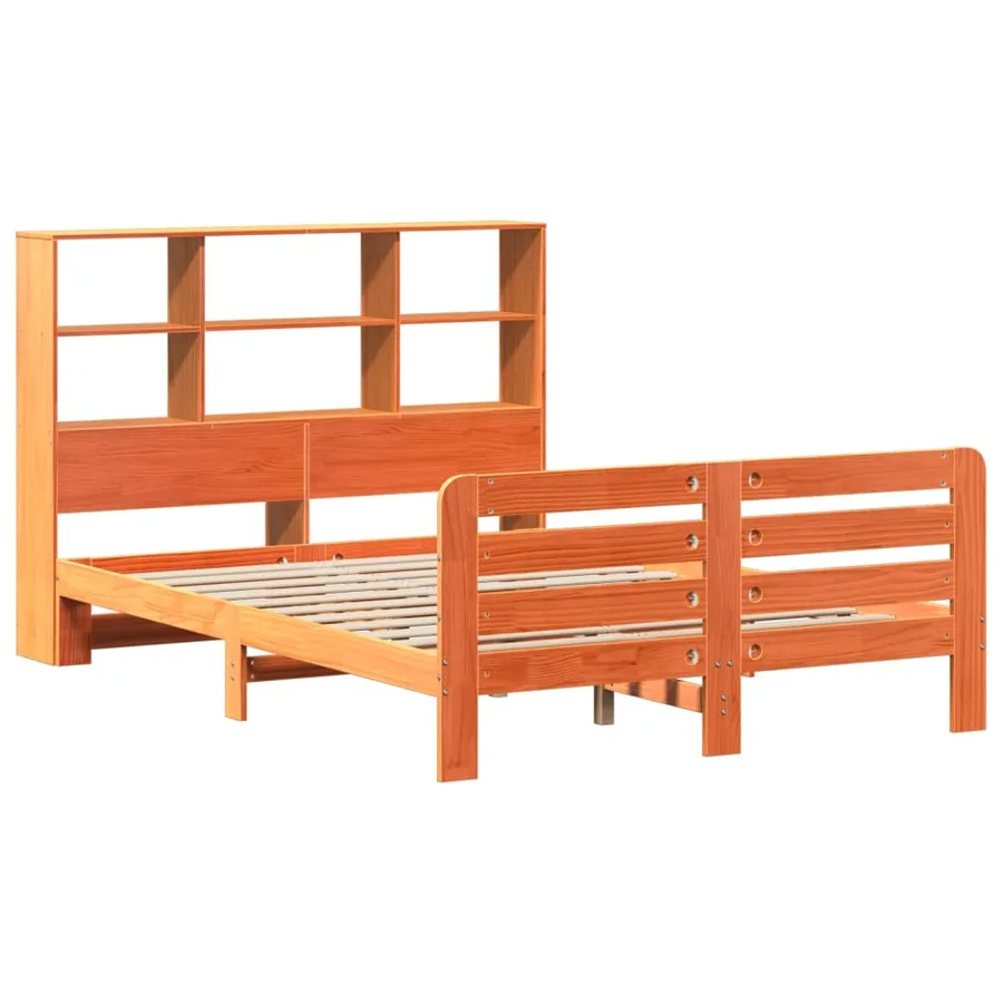 Cadre de lit sans matelas cire marron 150x200cm bois pin massif - 3