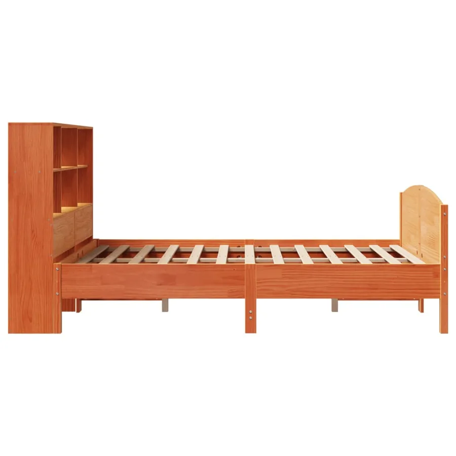 Lit bibliothèque sans matelas cire marron 120x200 cm pin massif - 5