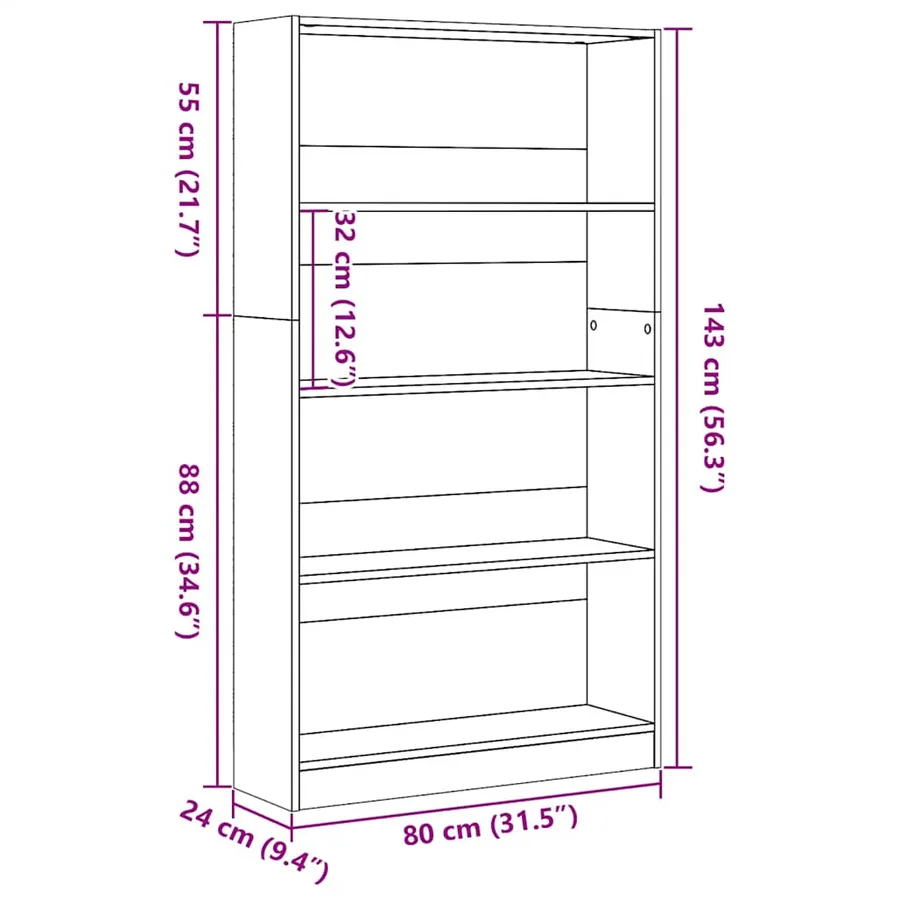 Bibliothèque blanc 80x24x143 cm bois d'ingénierie - 9