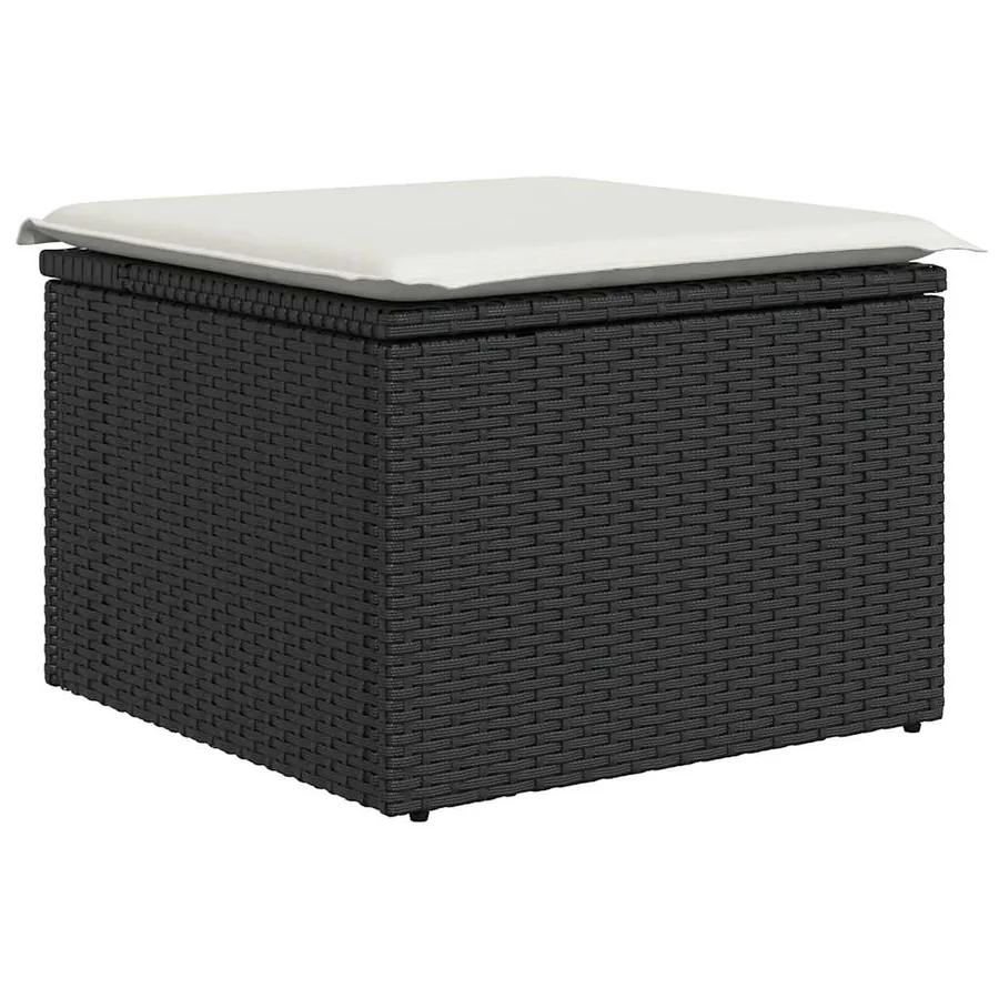Salon de jardin avec coussins 8 pcs noir résine tressée acacia - 6