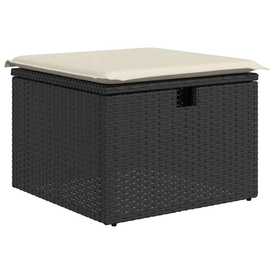 Salon de jardin avec coussins 8 pcs noir résine tressée acacia - 6